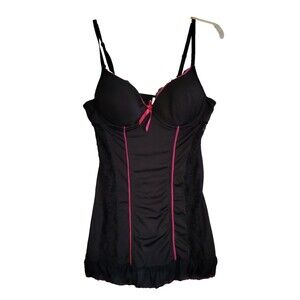 Native Intimates Teddy 38C Black Padded Push Up Lingerie Teddy Lace Panels